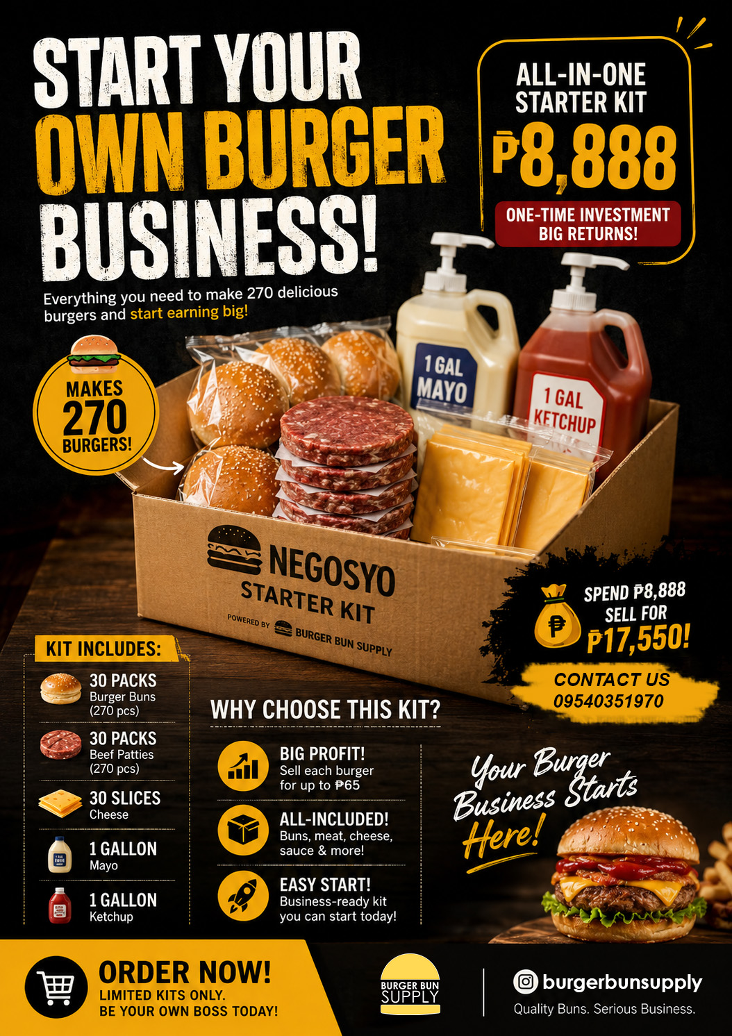 Negosyo Starter Kit Box - 270 Burgers Bundle Metro Manila